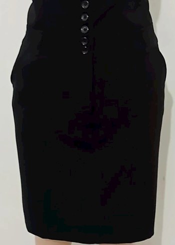 Düğmeli Siyah Gotik Hamile Midi Etek - Görsel 2