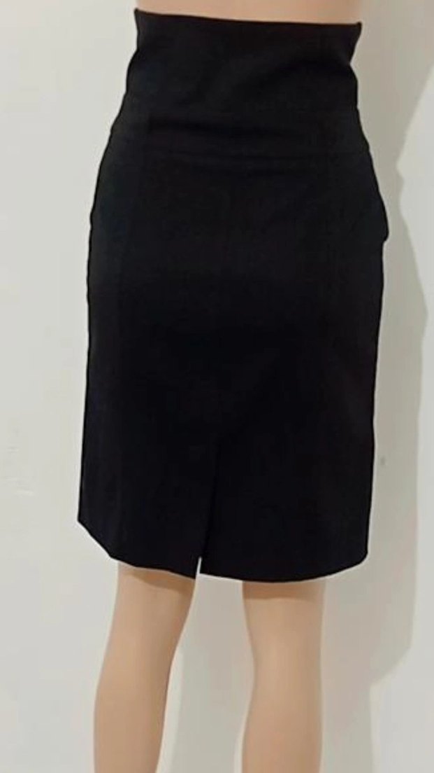 Düğmeli Siyah Gotik Hamile Midi Etek - Görsel 3