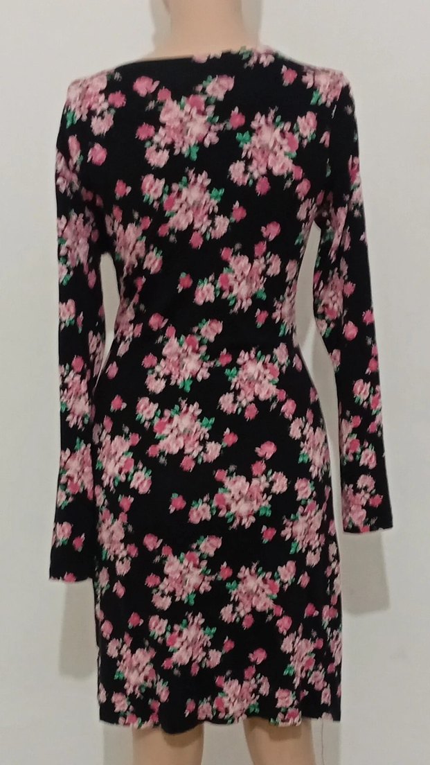 Dantel Detaylı Pembe Çiçek Desenli Hamile Elbisesi - Görsel 2