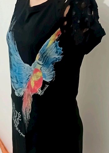 Siyah Baskılı Hamile Tişörtü, Gevşek Kesim - Görsel 2