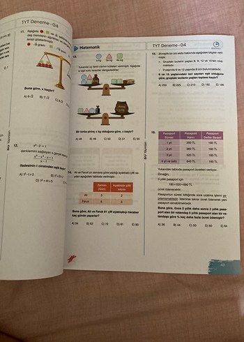 Beden TYT Matematik 12 Birey Düzey Denemeleri