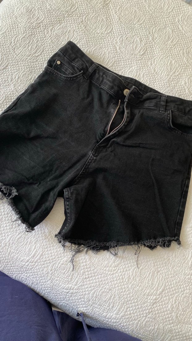 Siyah Salaş Mini Denim Şort - Görsel 2