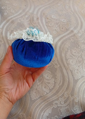 Dantel İşlemeli Mavi Bohem iğnelik el yapımı - Görsel 3