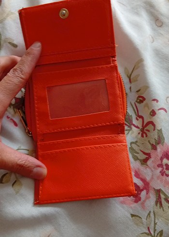 Turuncu Deri Fermuarlı Kadın Cüzdanı - Görsel 2