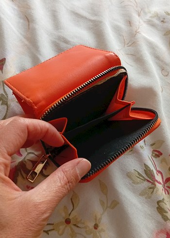 Turuncu Deri Fermuarlı Kadın Cüzdanı - Görsel 4