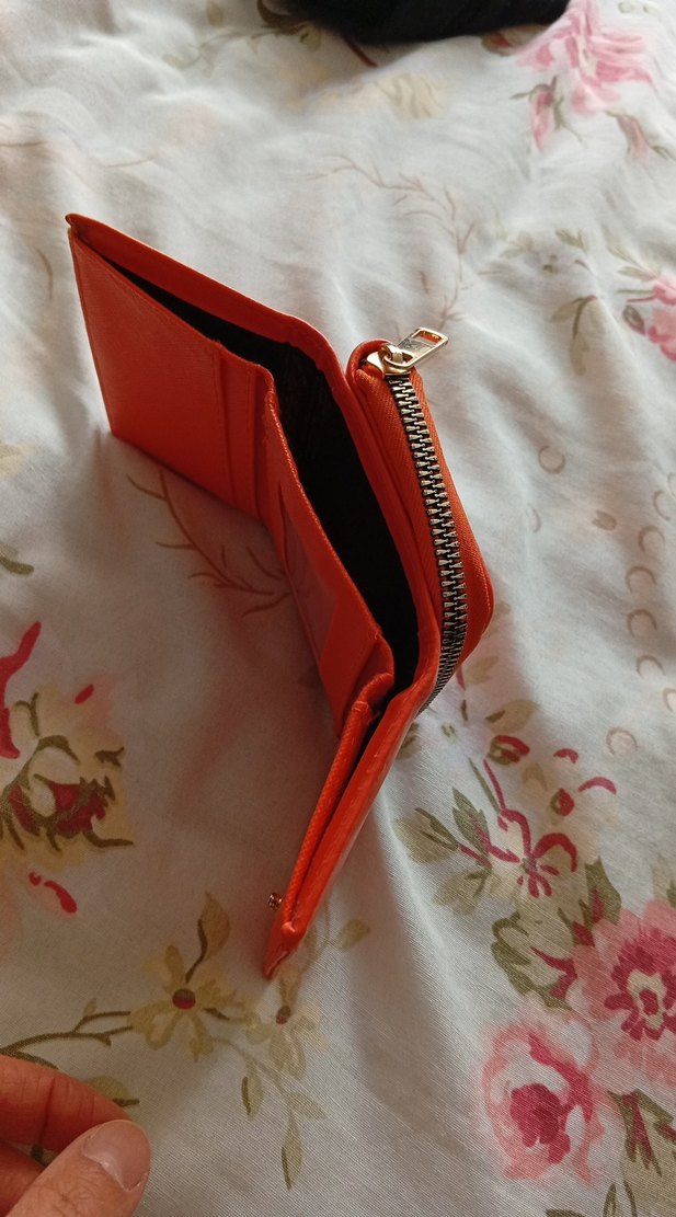 Turuncu Deri Fermuarlı Kadın Cüzdanı - Görsel 3