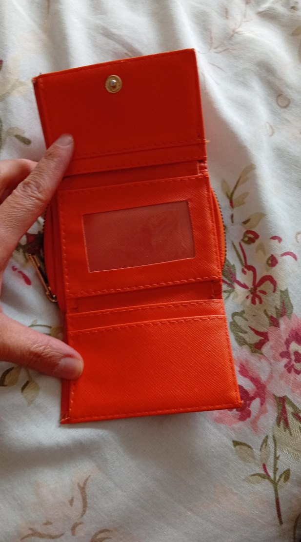 Turuncu Deri Fermuarlı Kadın Cüzdanı - Görsel 2