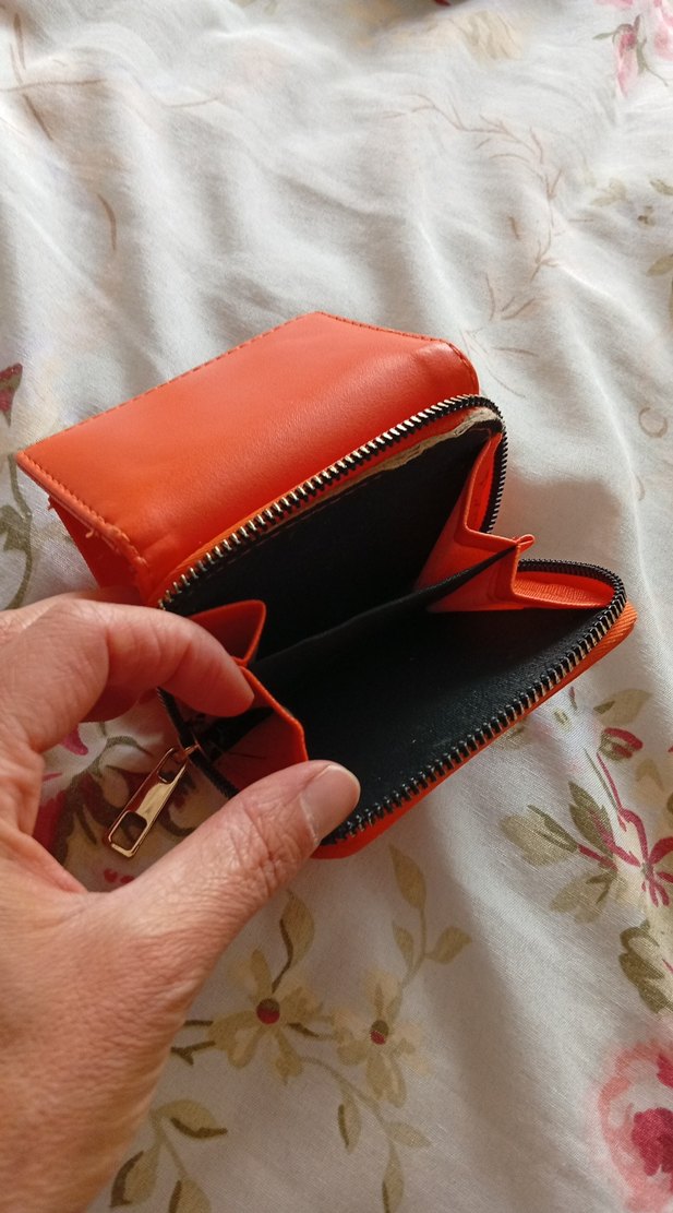 Turuncu Deri Fermuarlı Kadın Cüzdanı - Görsel 4