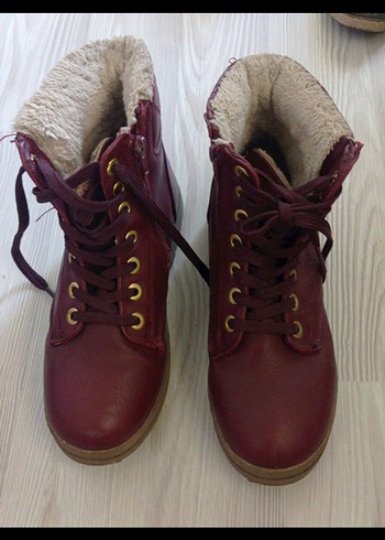 Bordo Deri Kadın Dolgu Topuklu Bot - Görsel 5