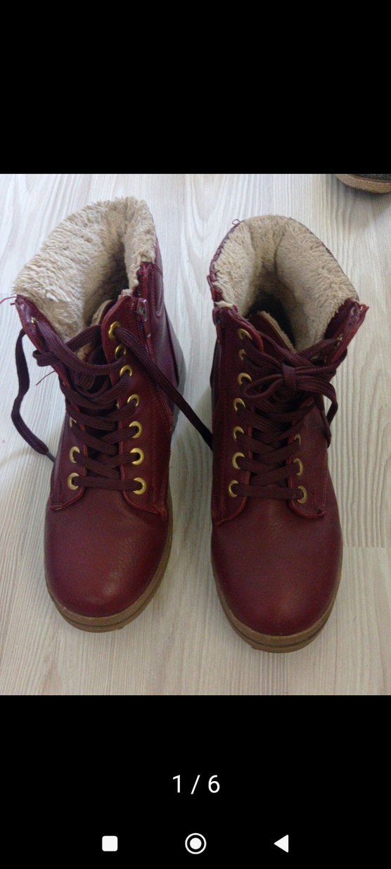 Bordo Deri Kadın Dolgu Topuklu Bot - Görsel 5