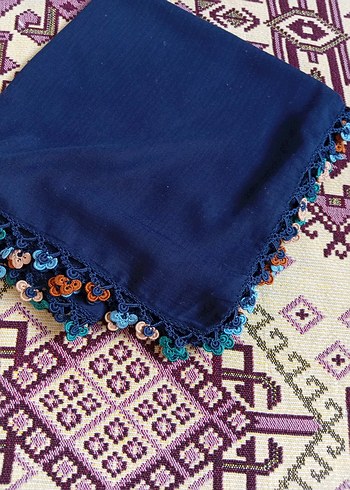 Dantel Detaylı Çok Renkli Kadın Fuları - Görsel 2