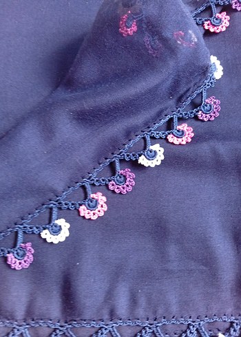 Dantel Detaylı Renkli Bohem Kadın Fular - Görsel 3