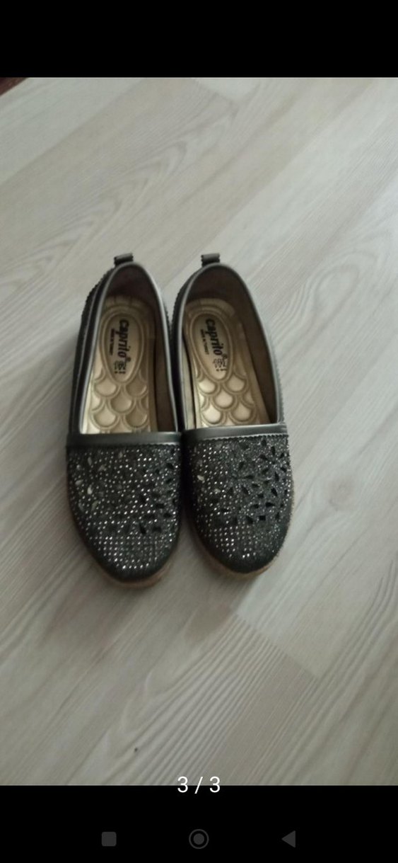 Gri Simli Nakışlı Kadın Dolgu Topuk Espadril - Görsel 3