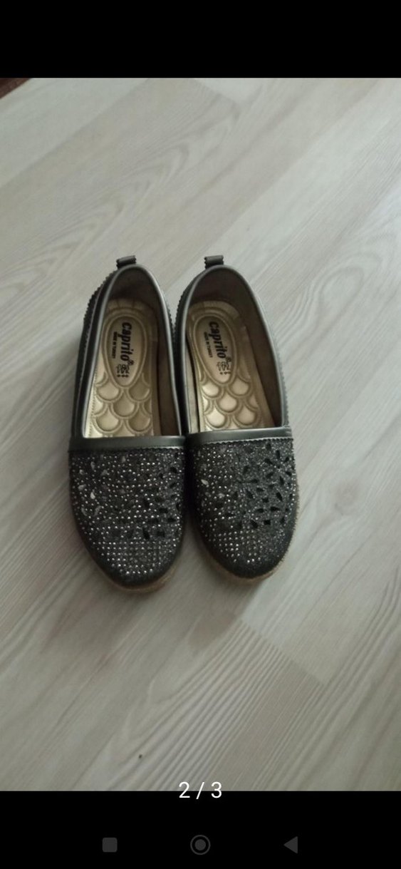 Gri Simli Nakışlı Kadın Dolgu Topuk Espadril - Görsel 2