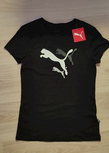 Kadın Siyah Kısa Kollu Baskılı Puma Orijinal Tişört