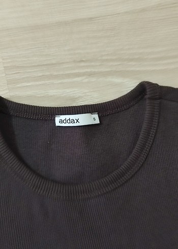 Addax Kahverengi Kısa Kollu Basic Crop Kadın Tişört