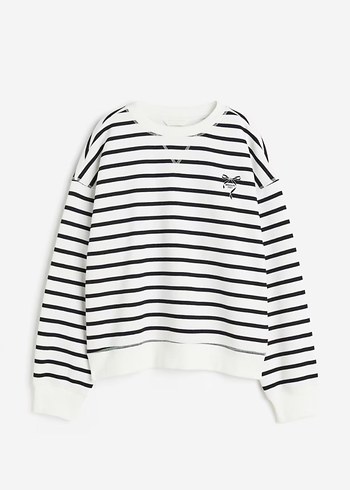 Kız Çocuk Çizgili Pamuklu Sweatshirt