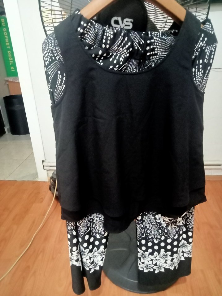 Siyah Dökümlü Mini Hamile Takım - Görsel 4