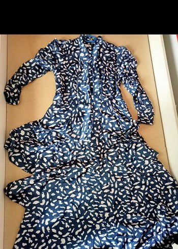 Mavi Bağlamalı Uzun Bohem Elbise - Görsel 3