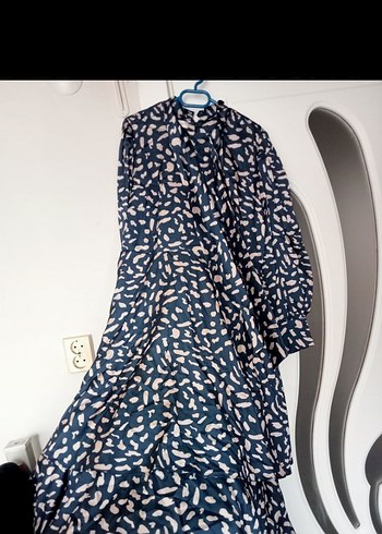 Mavi Bağlamalı Uzun Bohem Elbise - Görsel 7