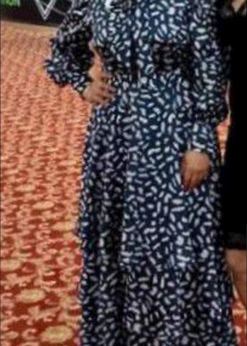 Mavi Bağlamalı Uzun Bohem Elbise - Görsel 2