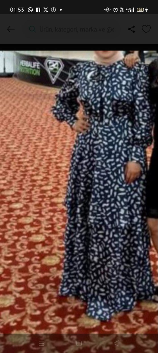 Mavi Bağlamalı Uzun Bohem Elbise - Görsel 5