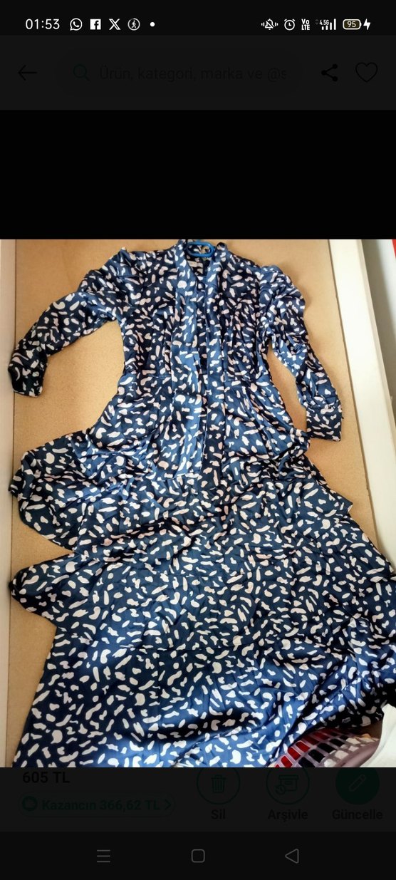 Mavi Bağlamalı Uzun Bohem Elbise - Görsel 3