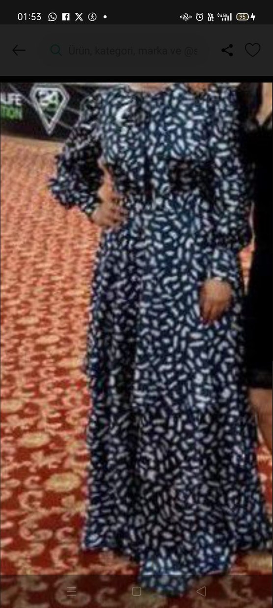 Mavi Bağlamalı Uzun Bohem Elbise - Görsel 2