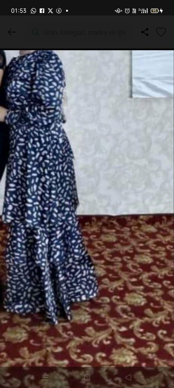 Mavi Bağlamalı Uzun Bohem Elbise - Görsel 4