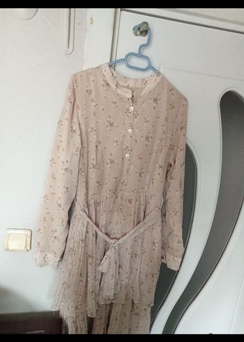 Beyaz Uzun Kol Drapeli Bohem Elbise - Görsel 2