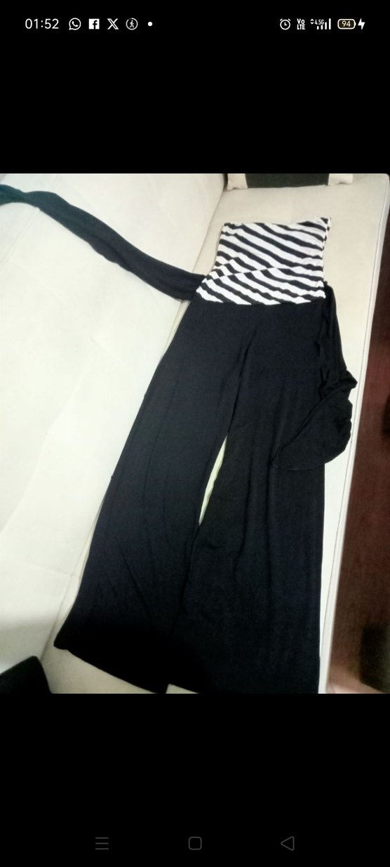 Siyah Zebra Desenli Askılı Kadın Tulum - Görsel 2