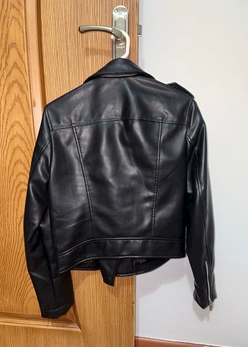Siyah Deri Biker Ceket - Görsel 3