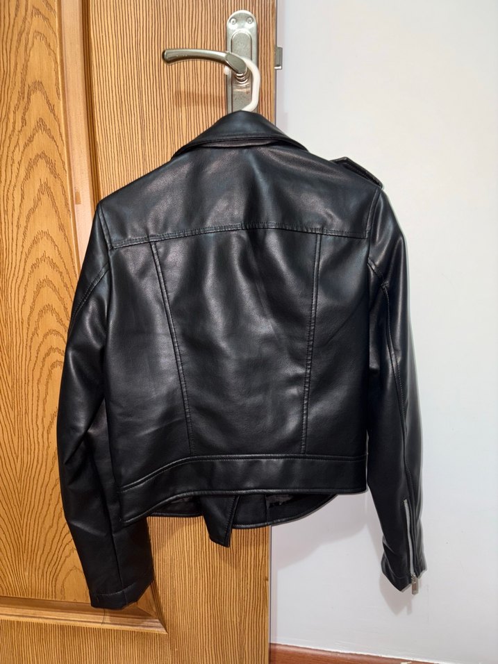 Siyah Deri Biker Ceket - Görsel 3