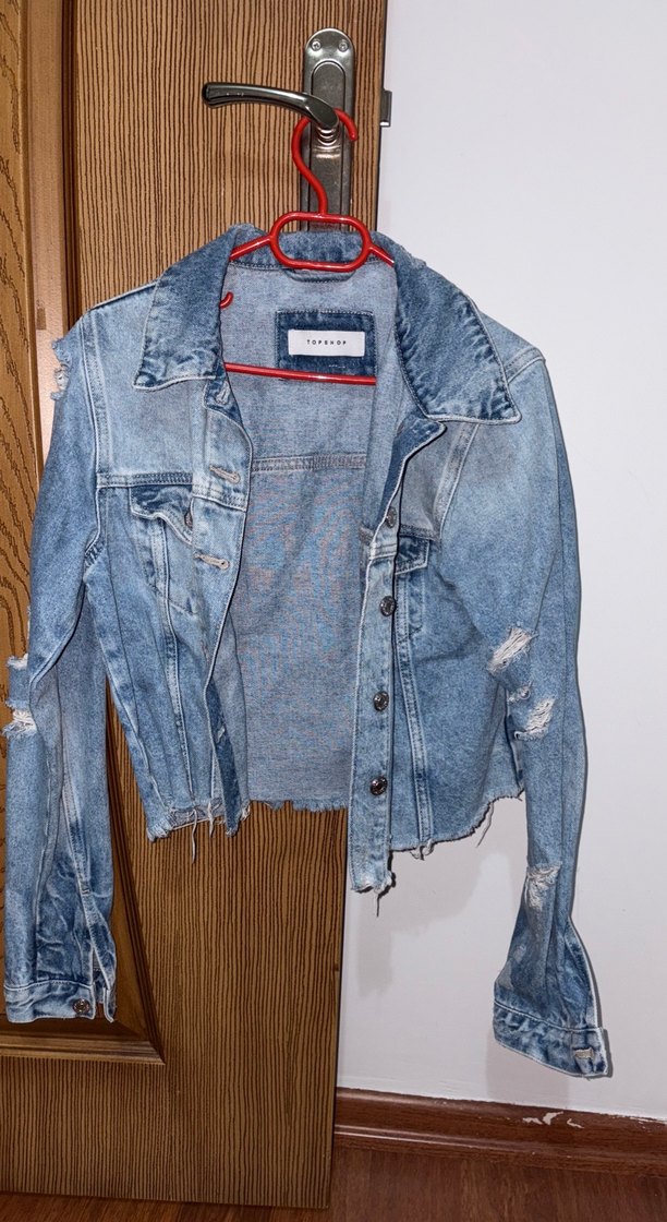 Düğmeli Mini Mavi Kadın Denim Ceket - Görsel 2