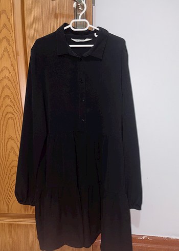 Düğmeli Siyah Midi Çocuk Elbise - Görsel 2