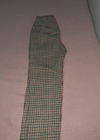 Düğmeli Kareli Midi Kadın Kumaş Pantolon - Görsel 2