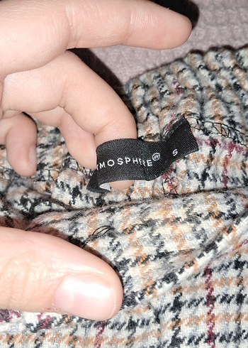 Düğmeli Kareli Midi Kadın Kumaş Pantolon - Görsel 3