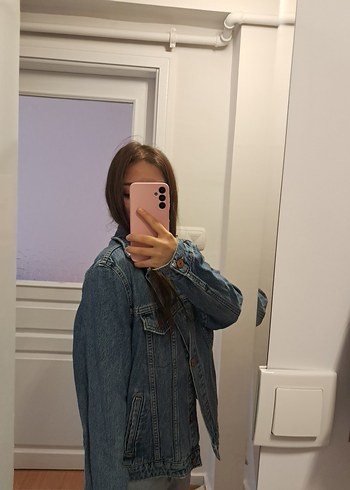 Kadın Mavi Denim Ceket, Normal Boy, Salaş - Görsel 2