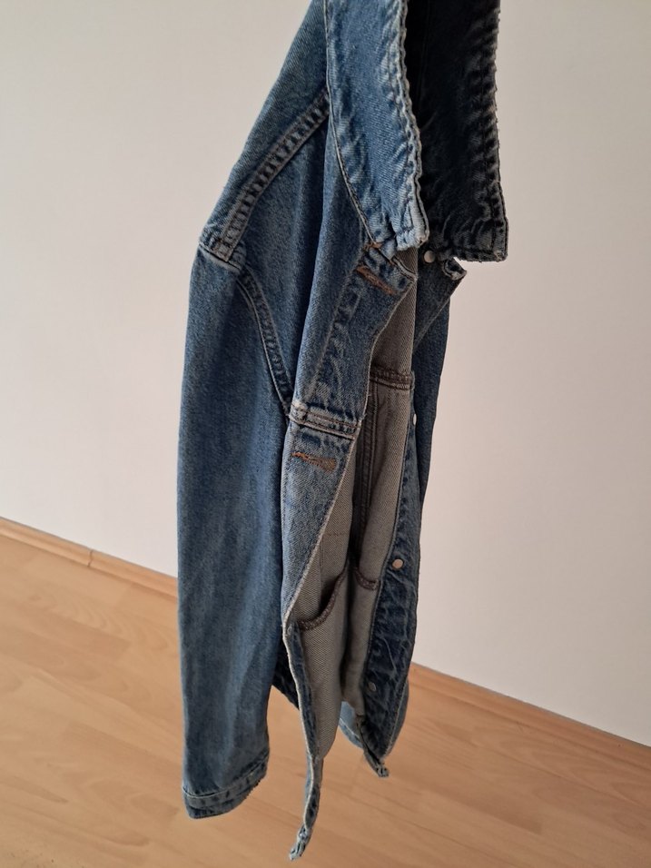 Kadın Mavi Denim Ceket, Normal Boy, Salaş - Görsel 4