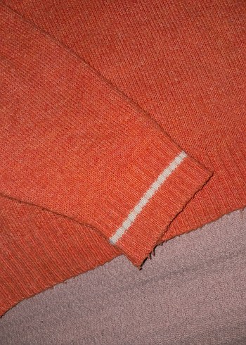 Yarım Fermuarlı Yüksek Yakalı turuncu Kazak - Görsel 4