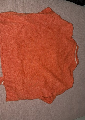 Yarım Fermuarlı Yüksek Yakalı turuncu Kazak - Görsel 5