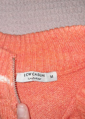 Yarım Fermuarlı Yüksek Yakalı turuncu Kazak - Görsel 3