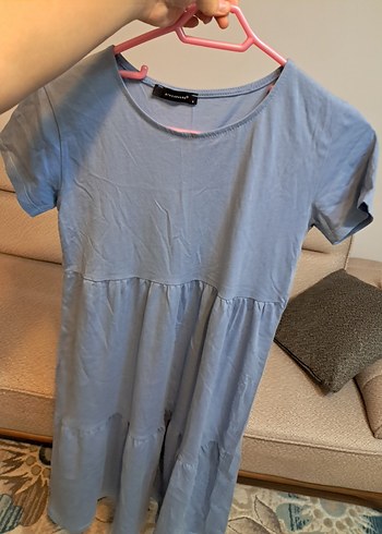 Mavi Drapeli Midi Hamile Elbisesi - Görsel 5