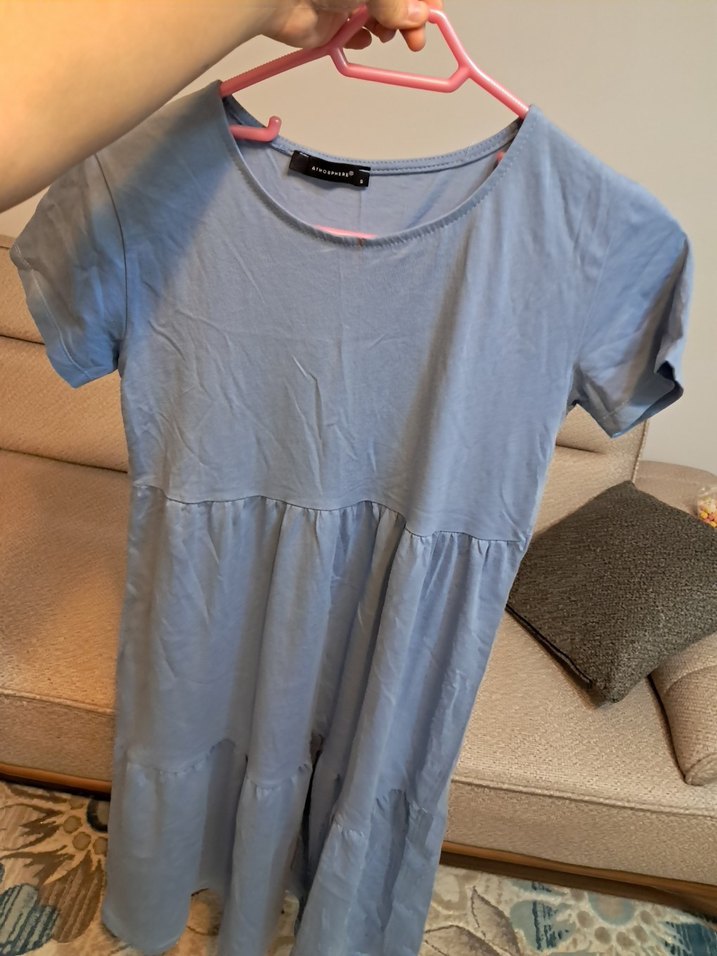 Mavi Drapeli Midi Hamile Elbisesi - Görsel 5