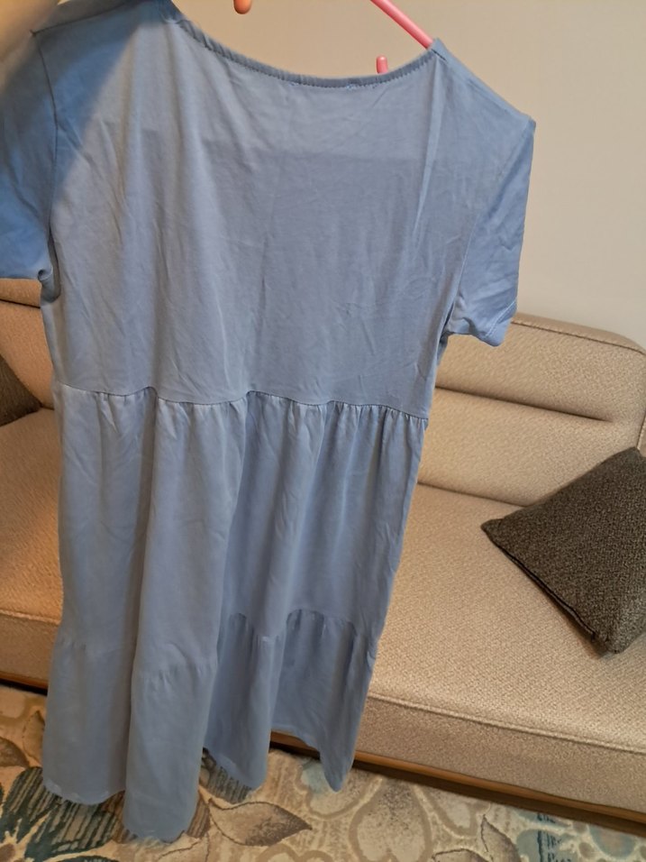 Mavi Drapeli Midi Hamile Elbisesi - Görsel 4