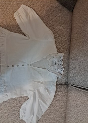 Düğmeli Beyaz Midi Keten Elbise - Görsel 5