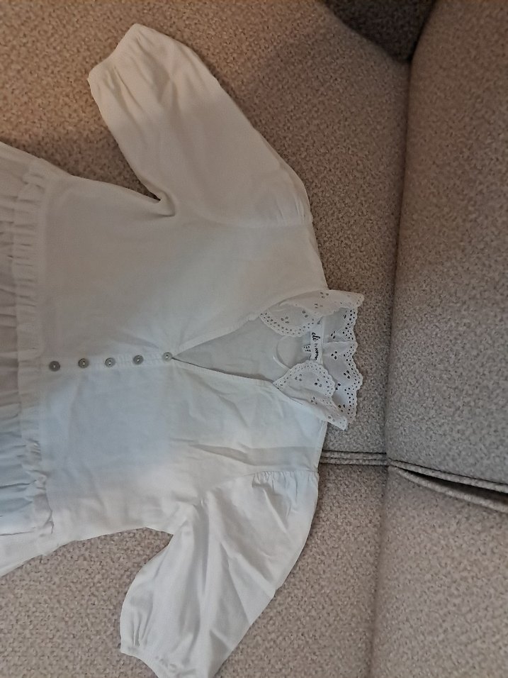 Düğmeli Beyaz Midi Keten Elbise - Görsel 5