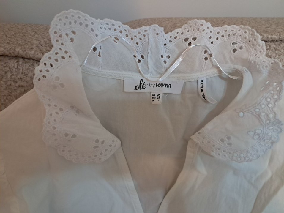 Düğmeli Beyaz Midi Keten Elbise - Görsel 2