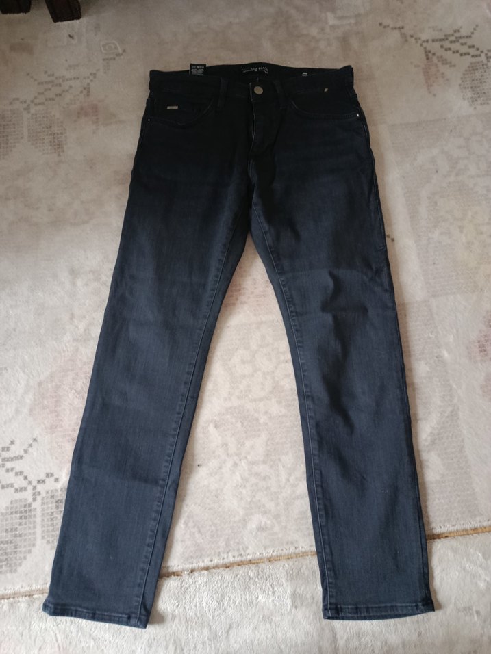 Gri Bel Detaylı Erkek Denim Pantolon - Görsel 4