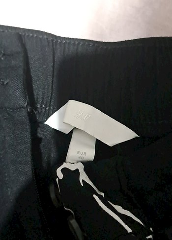 H&M Siyah Kadın Keten Geniş Paça Pantolon